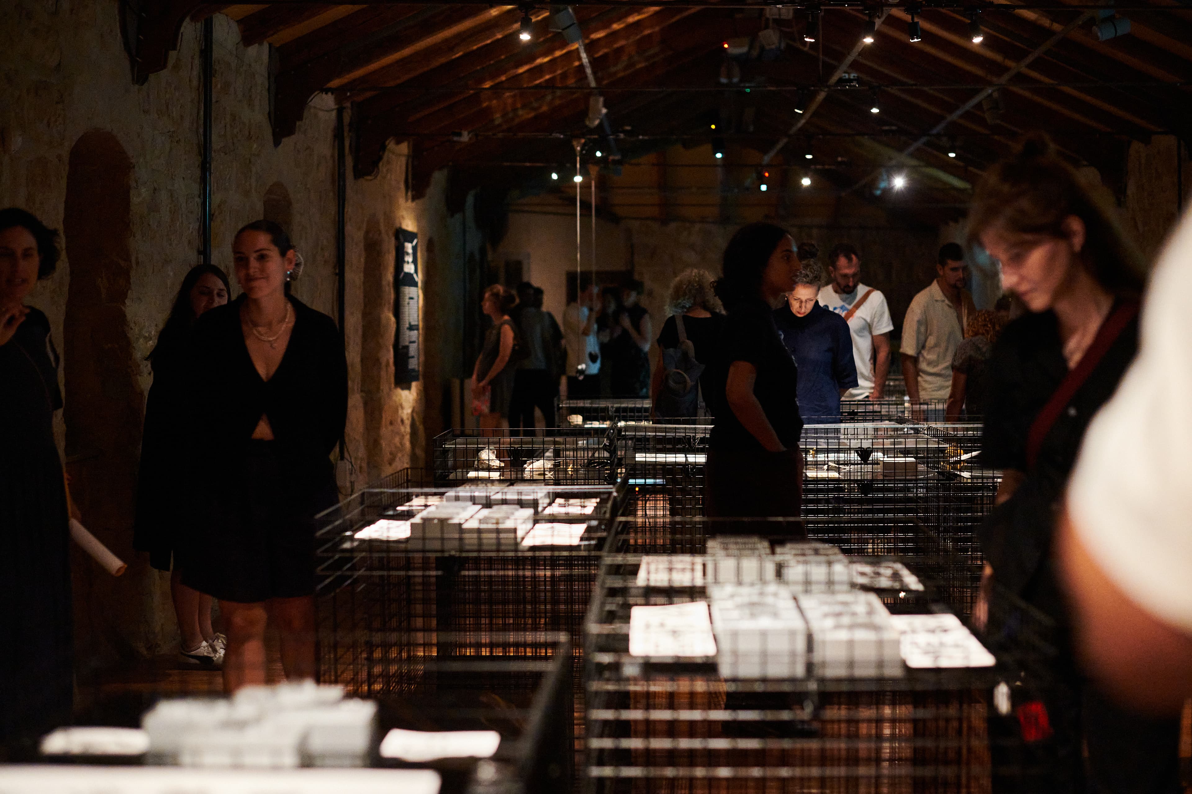 Vaults of Life — visitors exploring pedestals