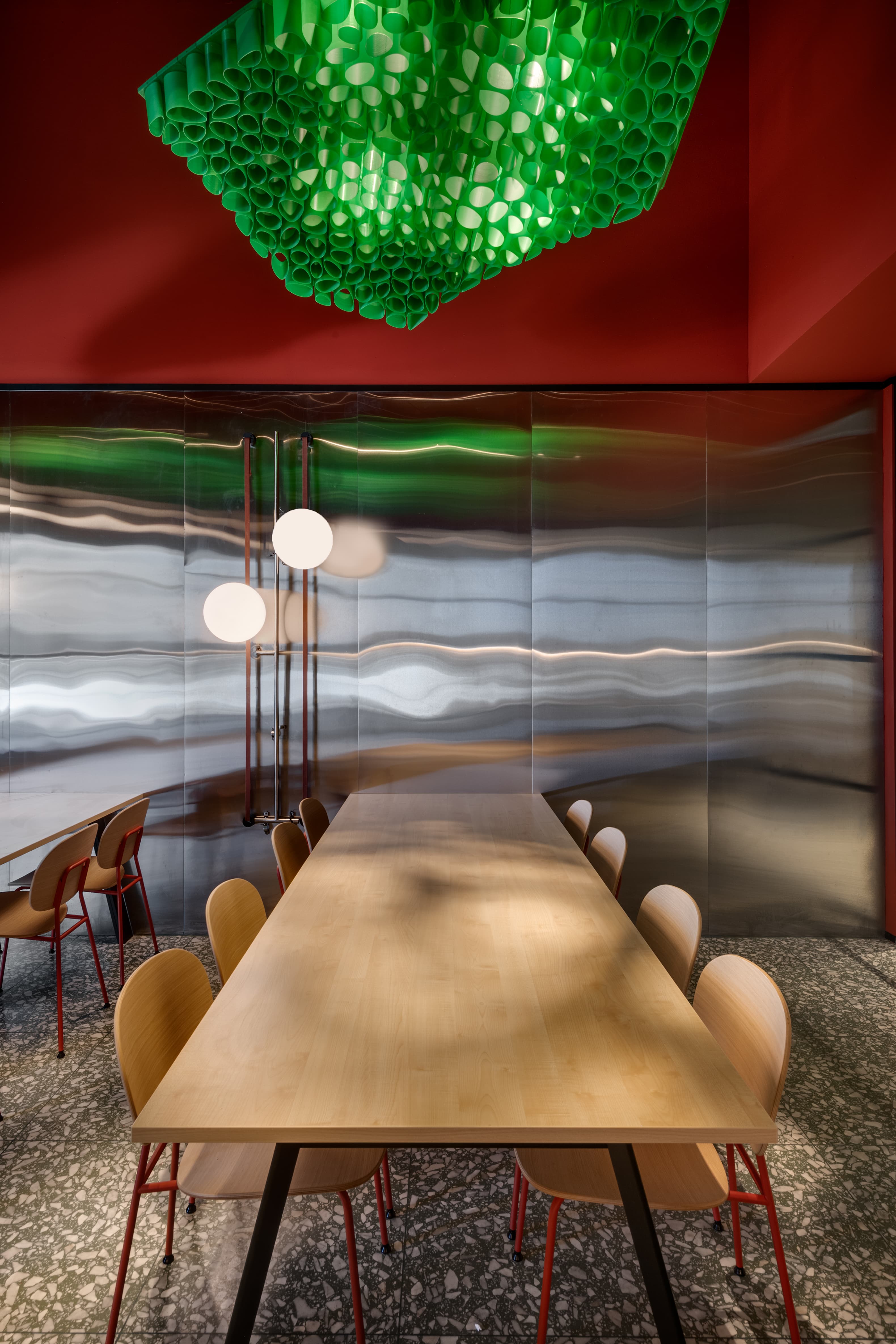Tel Ad Office — kitchen and chandelier detail