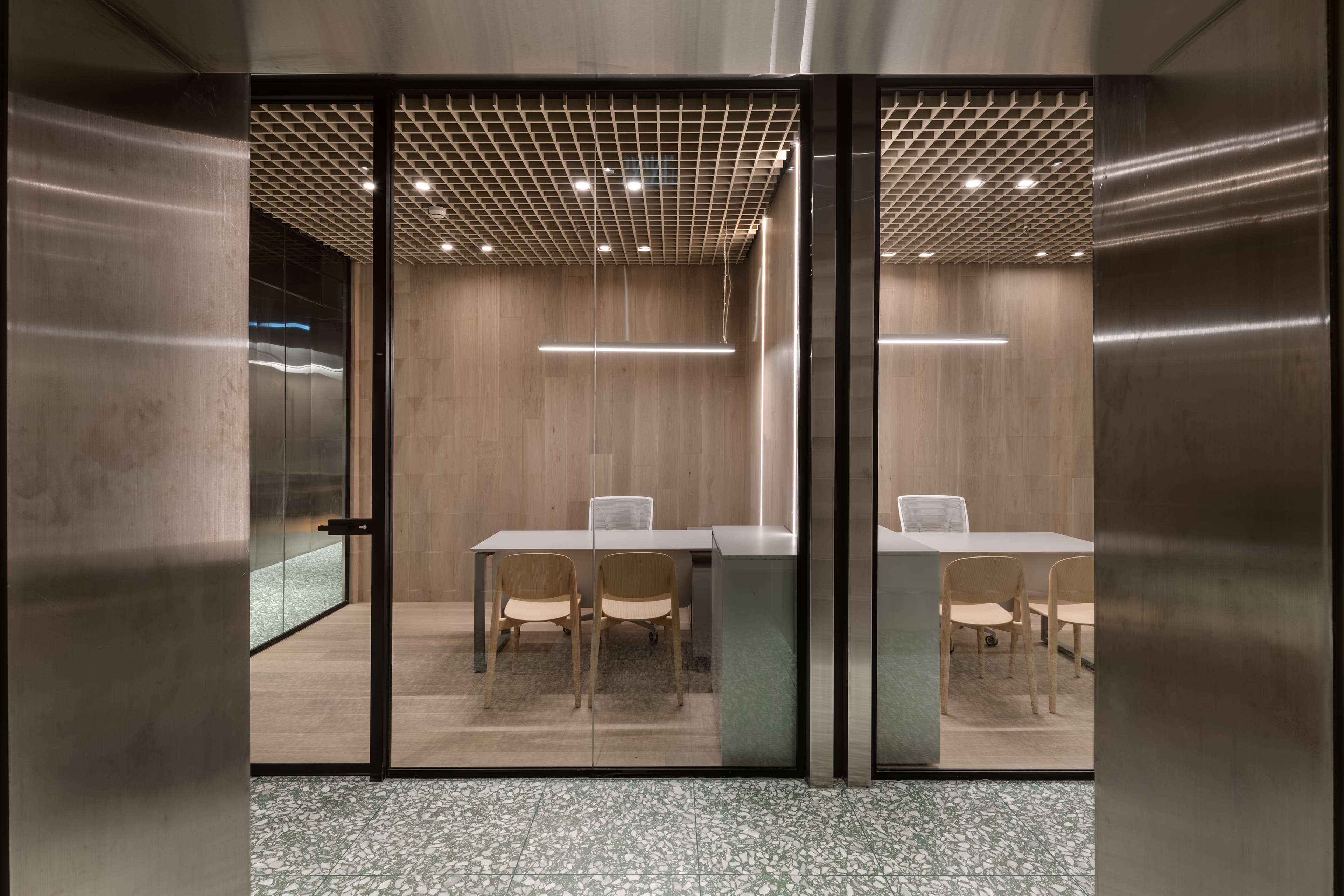 Tel Ad Office — cube interior warm wood