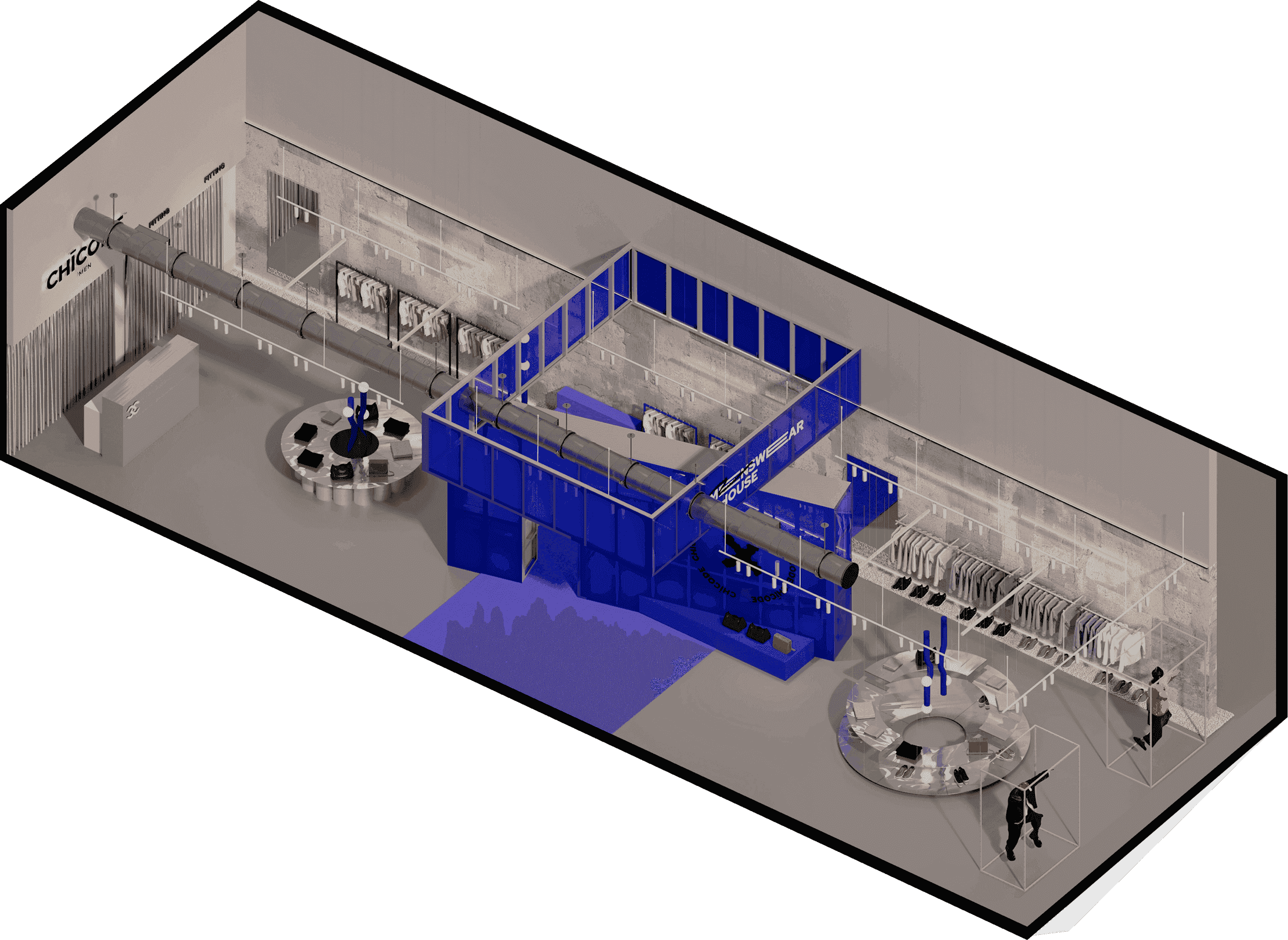 CHICODE Menswear Store — axonometric drawing