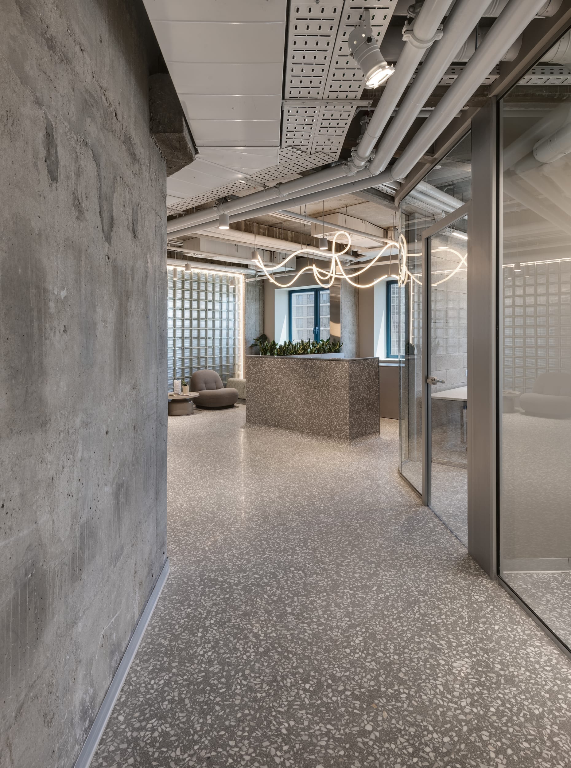 LYN Tower — polycarbonate partition detail